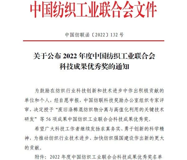淄博朗達復合材料有限公司榮獲“2022年度中國紡